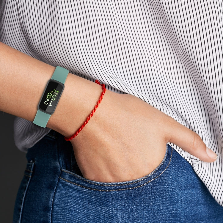 For Fitbit Inspire3 Solid Color Silicone Watch Band, Size:L Size(Black) by buy2fix