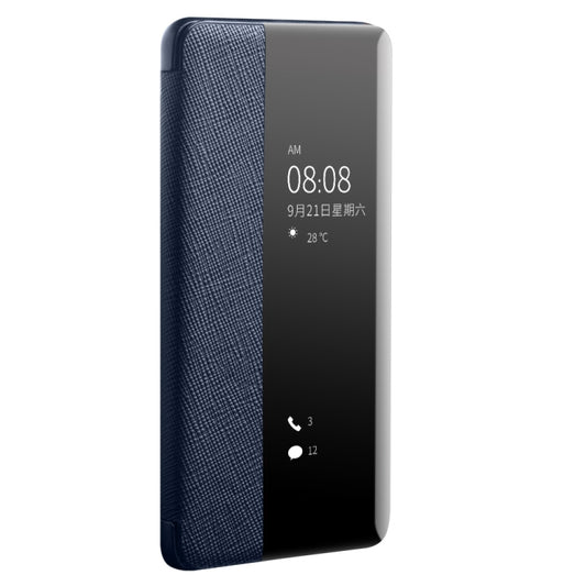 For Huawei P40 Pro QIALINO Puda Texture Side Window View Leather Phone Case(Blue) by QIALINO