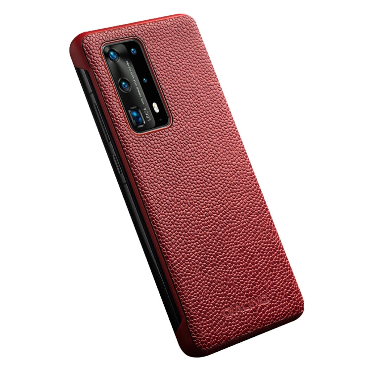 For Huawei P40 Pro QIALINO XiangNai Texture Side Window View Leather Phone Case(Red) by QIALINO