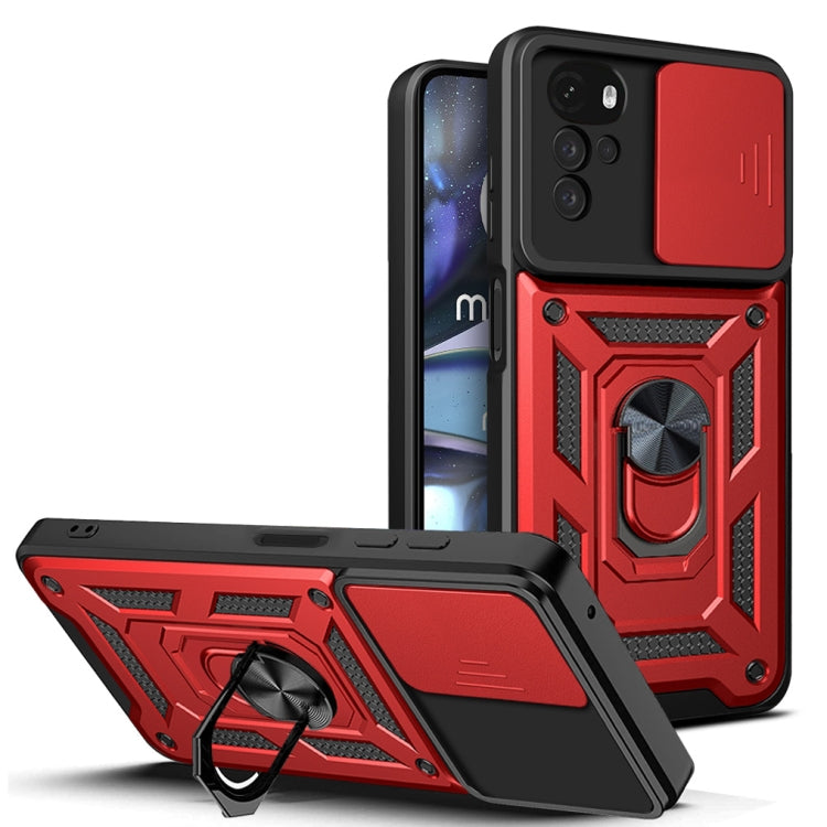 For Motorola Moto G22 Sliding Camera Cover TPU+PC Phone Case(Red) - Motorola Cases by buy2fix | Online Shopping UK | buy2fix