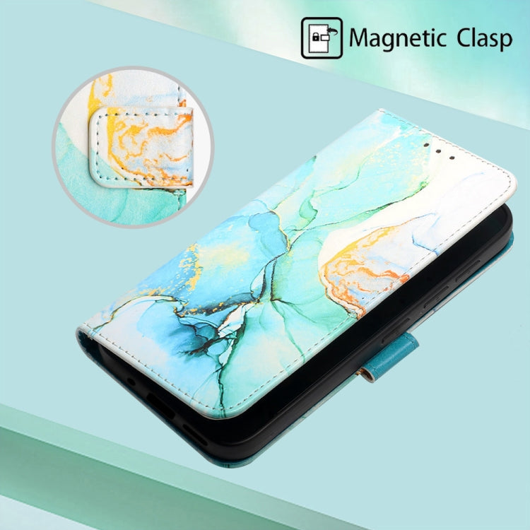For Xiaomi Poco C40 Global PT003 Marble Pattern Flip Leather Phone Case(Green LS003) by buy2fix