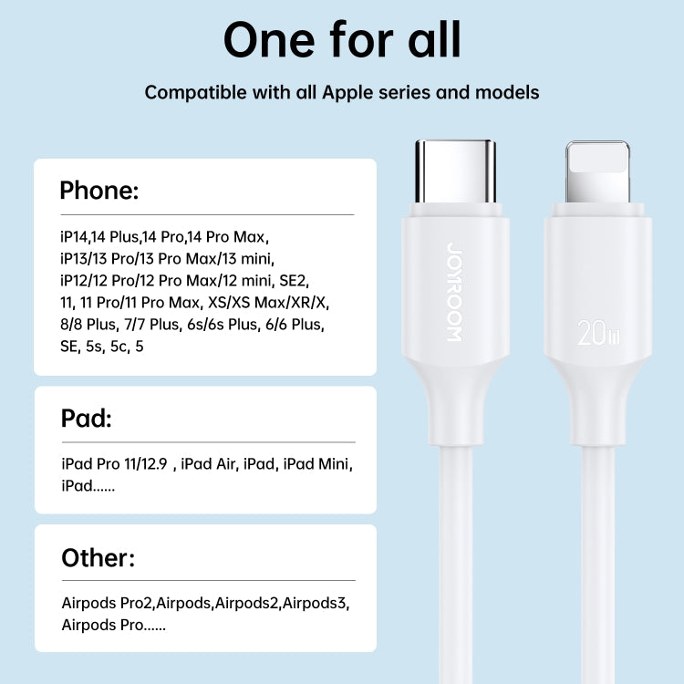 JOYROOM S-CL020A9 20W USB-C/Type-C to 8 Pin Fast Charging Data Cable, Length:1m(White) by JOYROOM