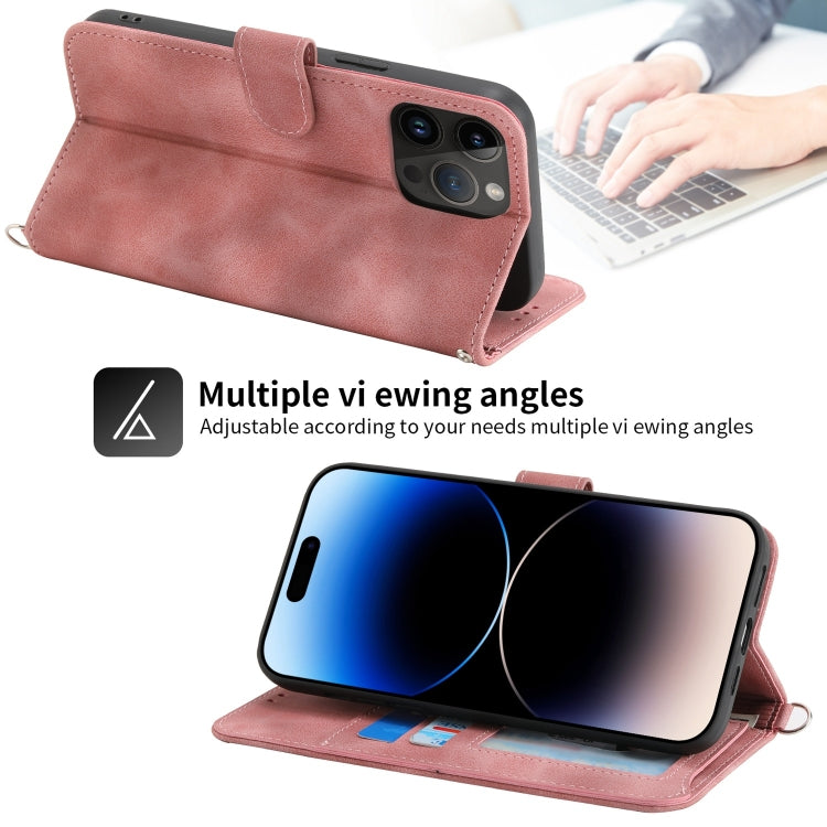 For iPhone 11 Pro Max Skin-feel Flowers Embossed Wallet Leather Phone Case(Pink) - iPhone 11 Pro Max Cases by buy2fix | Online Shopping UK | buy2fix