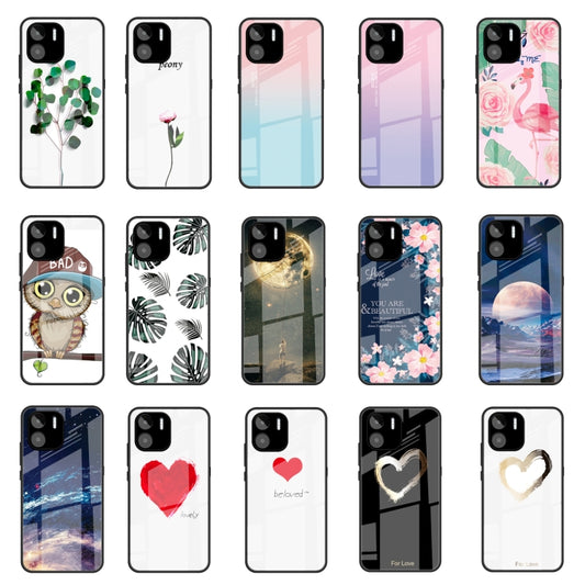 For Xiaomi Redmi A1 4G Colorful Painted Glass Phone Case(Flower) by buy2fix