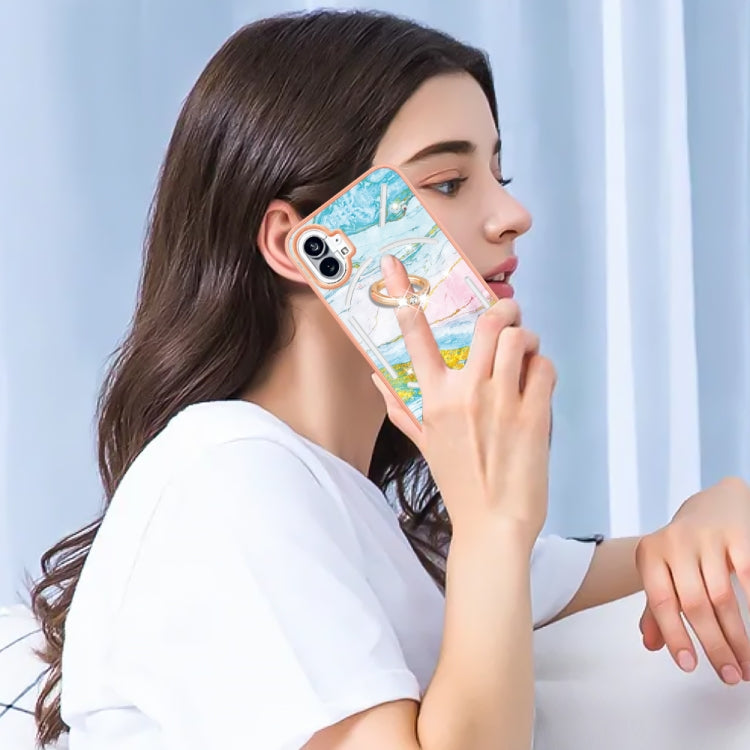 For Nothing Phone 1 Electroplating Marble Pattern TPU Phone Case(Green 004) by buy2fix