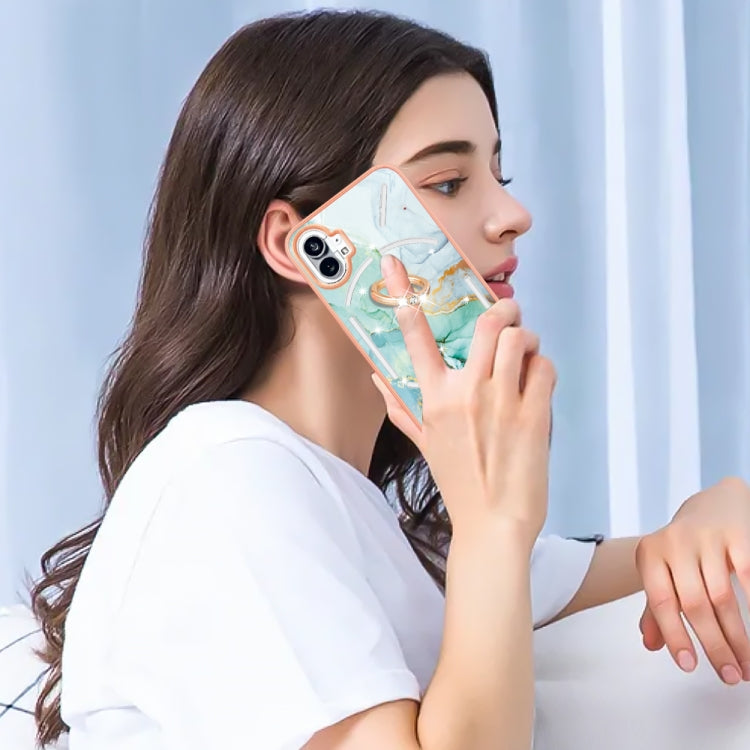 For Nothing Phone 1 Electroplating Marble Pattern TPU Phone Case(Green 003) by buy2fix