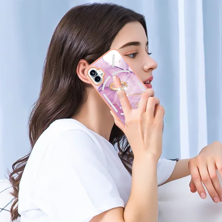 For Nothing Phone 1 Electroplating Marble Pattern TPU Phone Case(Purple 001) by buy2fix