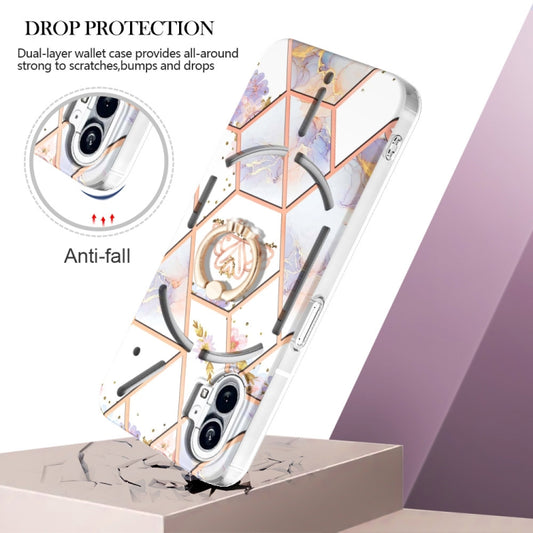 For Nothing Phone 1 Electroplating Splicing Marble Flower Pattern TPU Shockproof Case(Imperial Crown) by buy2fix