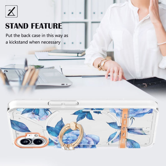 For Nothing Phone 1 Flowers Series TPU Phone Case(Blue Peony) by buy2fix