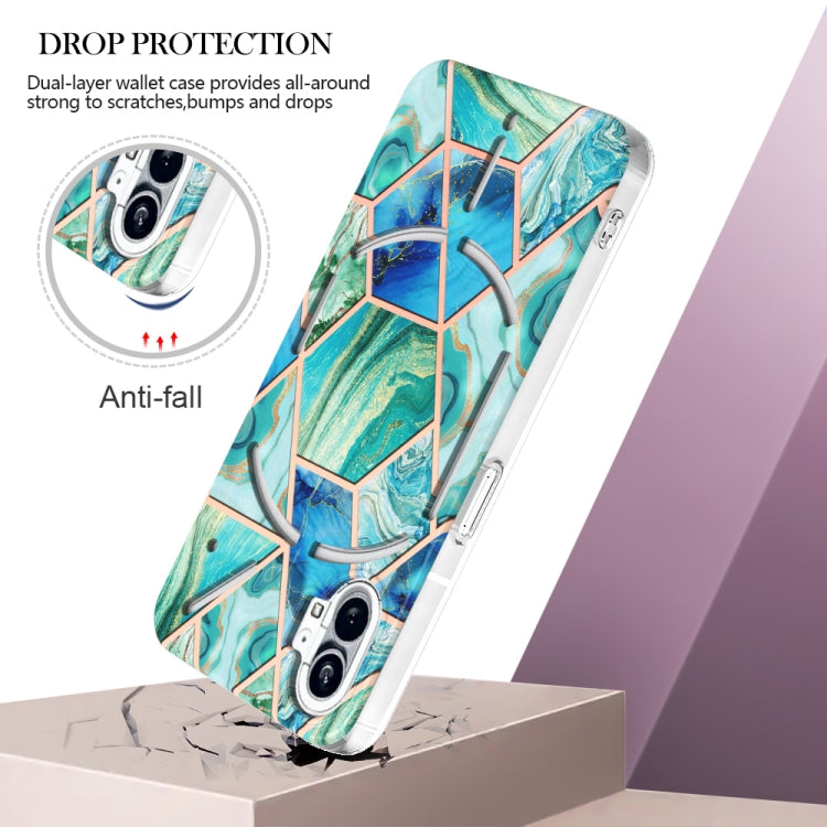 For Nothing Phone 1 Electroplating Splicing Marble TPU Phone Case(Green) - Nothing Cases by buy2fix | Online Shopping UK | buy2fix