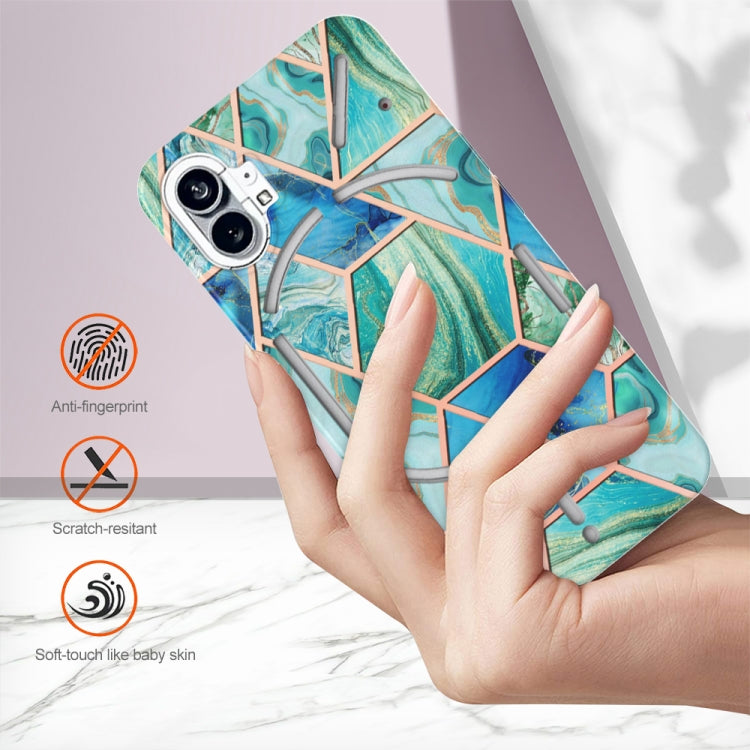 For Nothing Phone 1 Electroplating Splicing Marble TPU Phone Case(Green) - Nothing Cases by buy2fix | Online Shopping UK | buy2fix