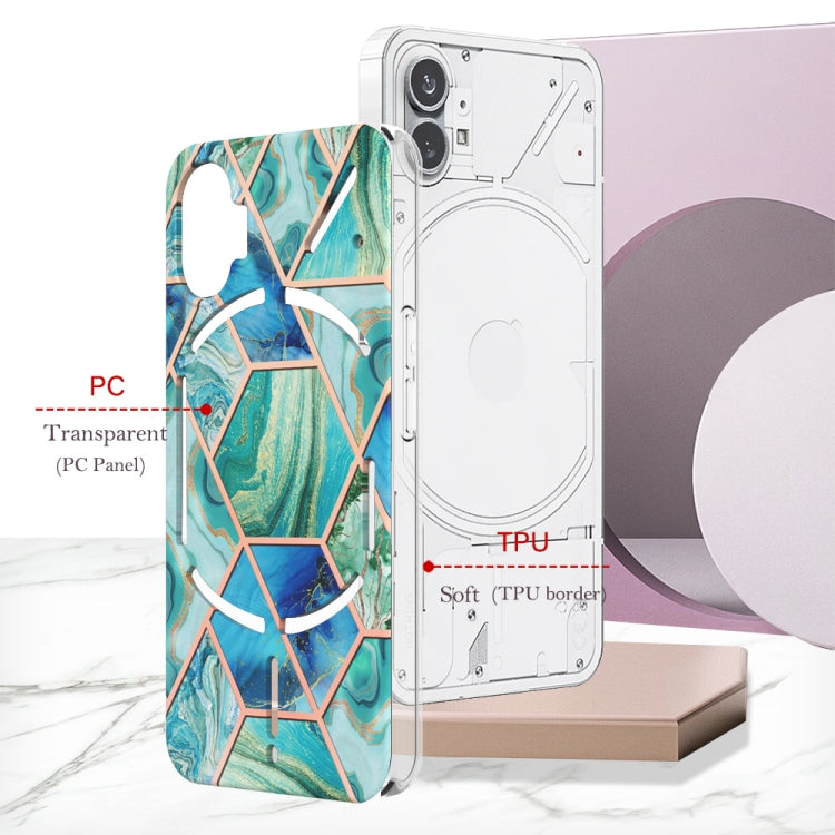 For Nothing Phone 1 Electroplating Splicing Marble TPU Phone Case(Green) - Nothing Cases by buy2fix | Online Shopping UK | buy2fix