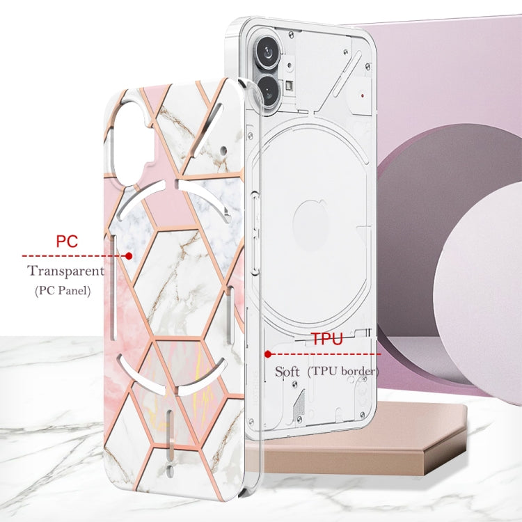 For Nothing Phone 1 Electroplating Splicing Marble TPU Phone Case(Pink White) by buy2fix
