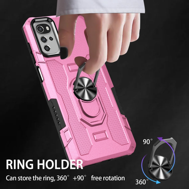 For Motorola Moto G22 Ring Holder Armor Hybrid Phone Case(Pink) by buy2fix
