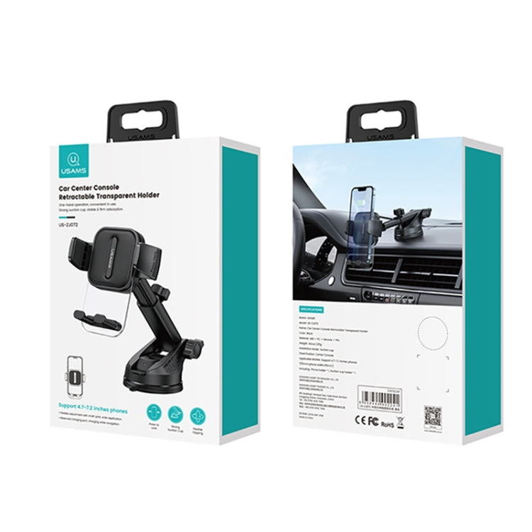 USAMS US-ZJ072 Car Center Console Retractable Transparent Holder(Black) - Universal Car Holders by USAMS | Online Shopping UK | buy2fix