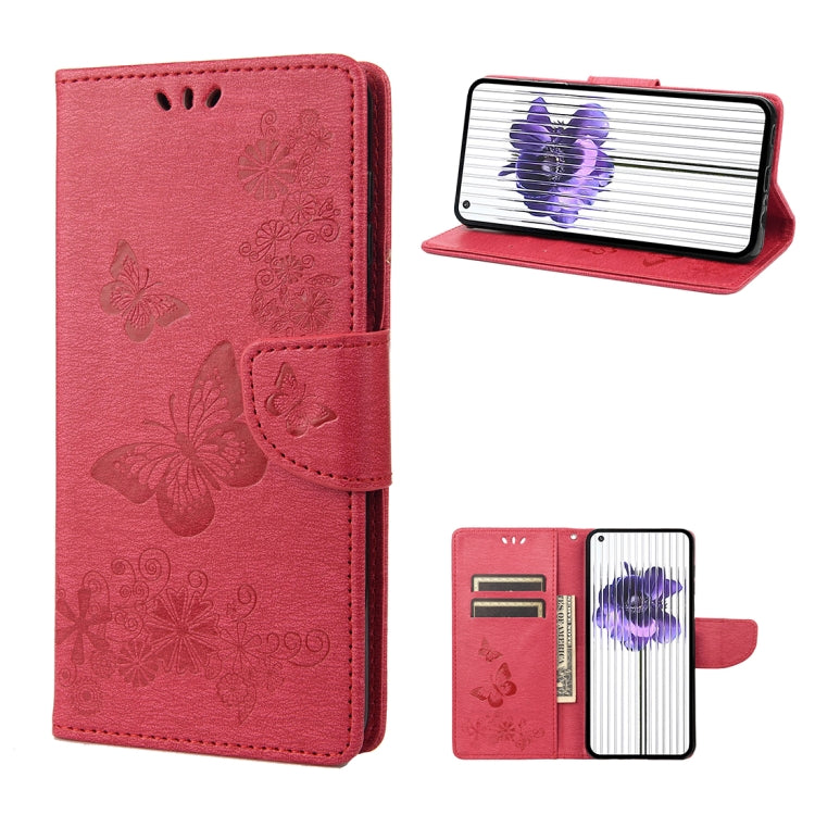 For Nothing Phone 1 Butterfly Embossed Horizontal Flip Leather Phone Case(Red) - Nothing Cases by buy2fix | Online Shopping UK | buy2fix
