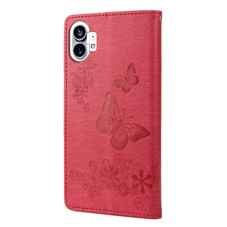 For Nothing Phone 1 Butterfly Embossed Horizontal Flip Leather Phone Case(Red) - Nothing Cases by buy2fix | Online Shopping UK | buy2fix