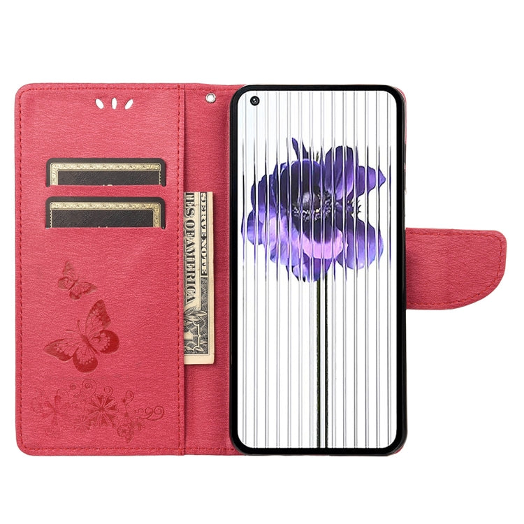 For Nothing Phone 1 Butterfly Embossed Horizontal Flip Leather Phone Case(Red) - Nothing Cases by buy2fix | Online Shopping UK | buy2fix
