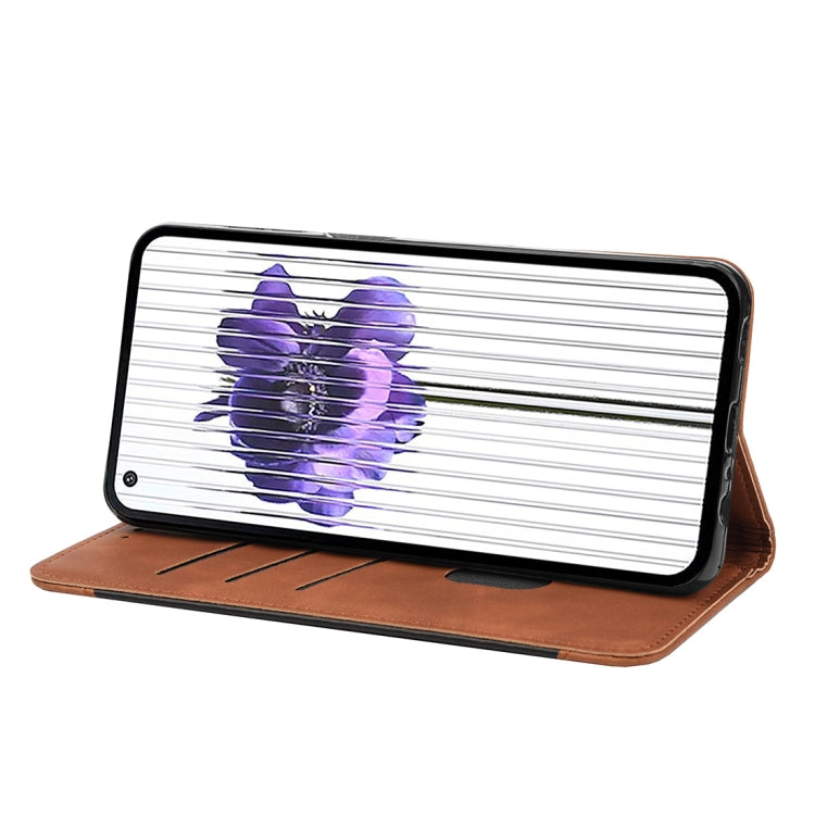 For Nothing Phone 1 Skin Feel Splicing Leather Phone Case(Brown) - Nothing Cases by buy2fix | Online Shopping UK | buy2fix