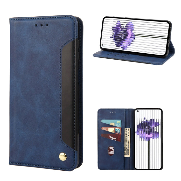 For Nothing Phone 1 Skin Feel Splicing Leather Phone Case(Blue) - Nothing Cases by buy2fix | Online Shopping UK | buy2fix