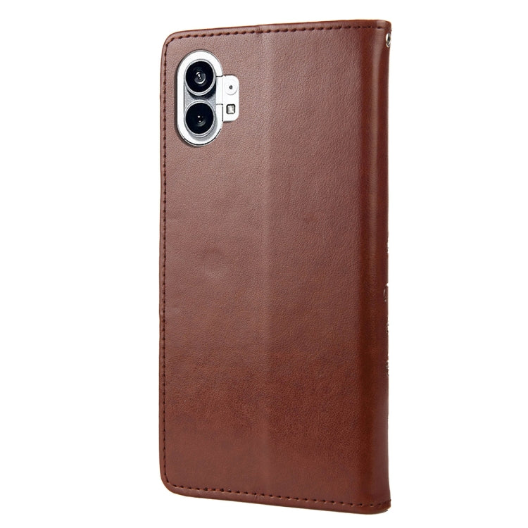 For Nothing Phone 1 Butterfly Flower Pattern Flip Leather Phone Case(Brown) - Nothing Cases by buy2fix | Online Shopping UK | buy2fix