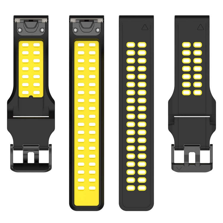 For Garmin Enduro / Coros Vertix 2 26mm Quick Release Double Row Silicone Watch Band(Black Yellow) - Watch Bands by buy2fix | Online Shopping UK | buy2fix