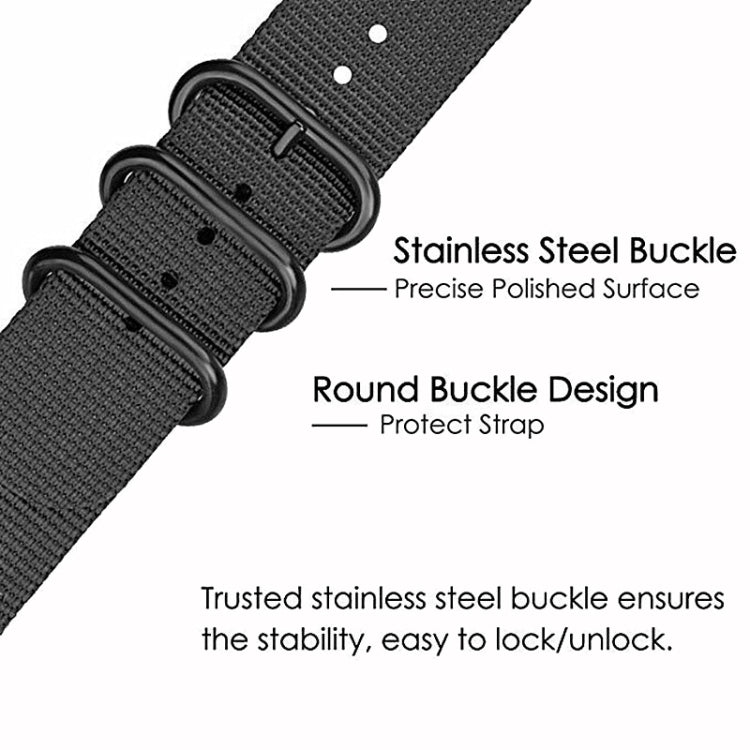 For Samsung Galaxy Watch4 / Watch4 Classic / Watch5 / Watch5 Pro Nylon Three-ring Watch Band(Black) - Watch Bands by buy2fix | Online Shopping UK | buy2fix