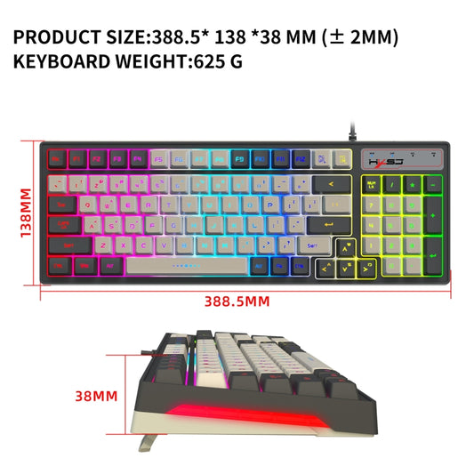 HXSJ V600 96-key RGB Backlit Dual-color Injection-molded Wired Gaming Keyboard by HXSJ