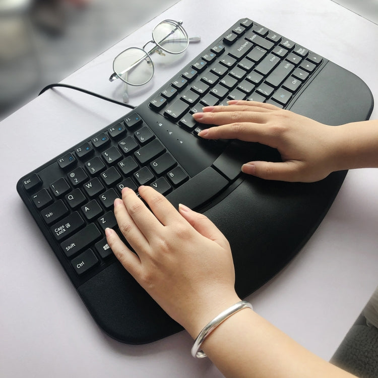390B 87-key Ergonomic Split Wired Keyboard - Wired Keyboard by buy2fix | Online Shopping UK | buy2fix