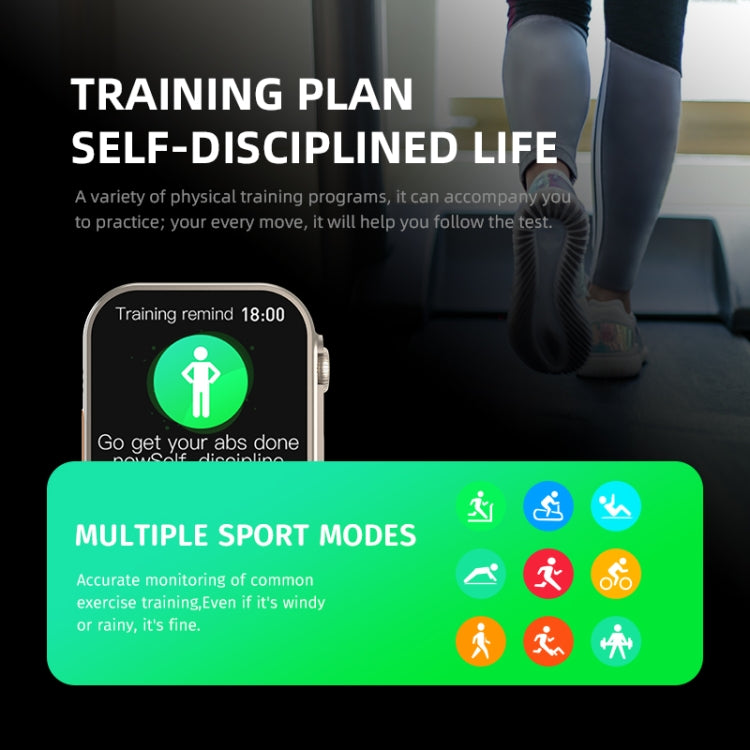 HW8 Ultra 2.02 inch TFT Screen Smart Watch, IP67 Waterproof Support Heart Rate & Blood Oxygen Monitoring / Multiple Sports Modes(Black) by buy2fix