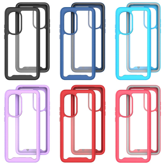 For Motorola Moto Edge 2022 Starry Sky Solid Color TPU Clear PC Phone Case(Sky Blue) by buy2fix