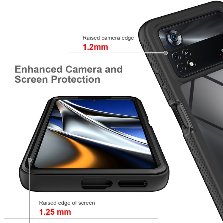 For Xiaomi Poco X4 Pro 5G Starry Sky Solid Color Shockproof TPU Clear PC Phone Case(Black) by buy2fix