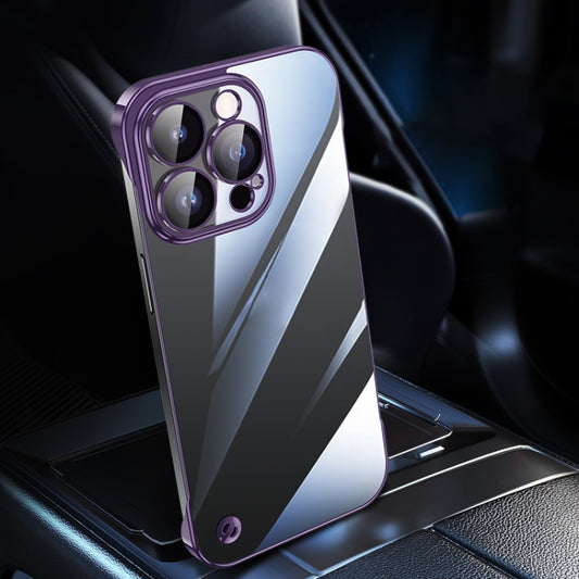 For iPhone 14 Pro Electroplating Frameless Clear PC Phone Case(Purple) by buy2fix