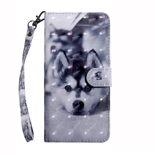 For Honor X8 4G 3D Painted Leather Phone Case(Husky) by buy2fix
