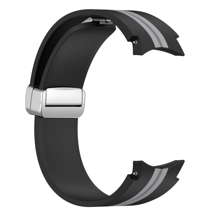 For Samsung Galaxy Watch 5 Pro Two-color Silver Buckle Silicone Watch Band(Black Grey) - Watch Bands by buy2fix | Online Shopping UK | buy2fix