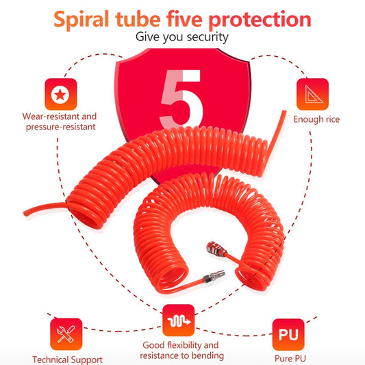 LAIZE Compressor Air Flexible PU Spring Tube without Connector, Specification:8x5mm, 3m by LAIZE