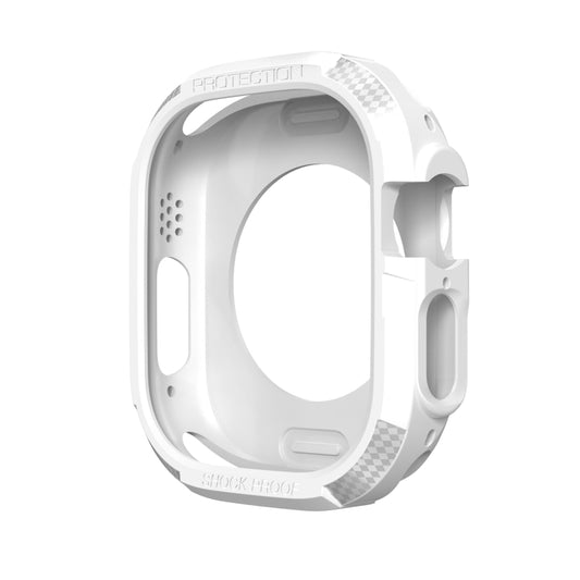 Carbon Fiber Shockproof Case For Apple Watch Series 9 / 8 / 7 45mm(White) by buy2fix