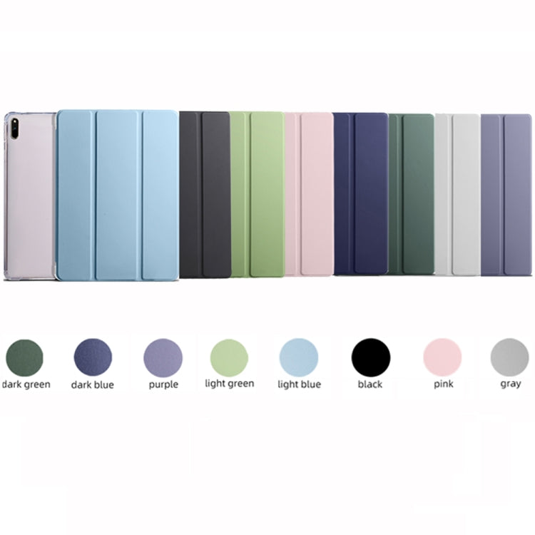 For Huawei MatePad 11 2021 3-folding Transparent TPU Smart Leather Tablet Case(Grey) by buy2fix