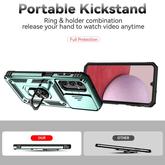 For Samsung Galaxy A14 5G Sliding Camshield Holder Phone Case(Dark Green) by buy2fix