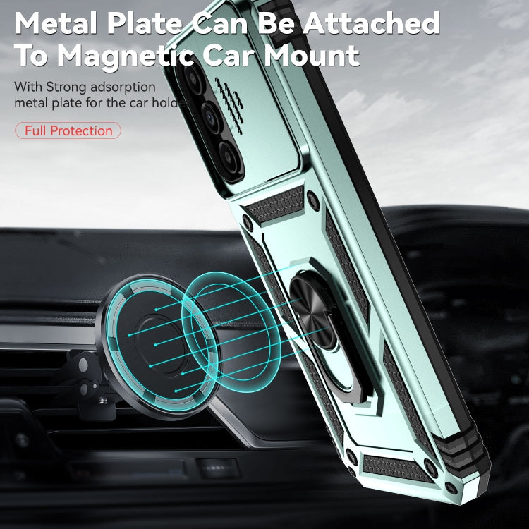 For Samsung Galaxy A14 5G Sliding Camshield Holder Phone Case(Dark Green) by buy2fix