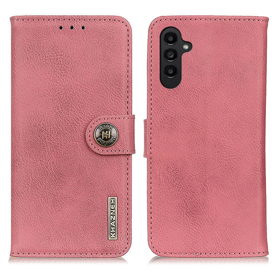 For Samsung Galaxy A14 5G KHAZNEH Cowhide Texture Horizontal Flip Leather Phone Case(Pink) by buy2fix