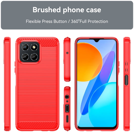 For Honor X6 5G Brushed Texture Carbon Fiber TPU Phone Case(Red) by buy2fix