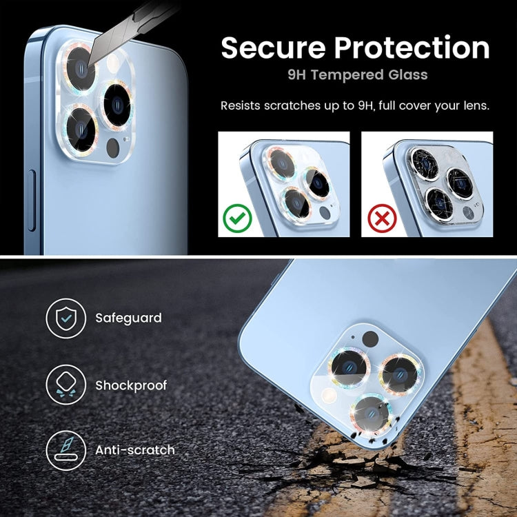 For iPhone 14 Pro Max Glitter Ring Tempered Glass Camera Lens Film(Colorful) - iPhone 14 Pro Max Tempered Glass by buy2fix | Online Shopping UK | buy2fix