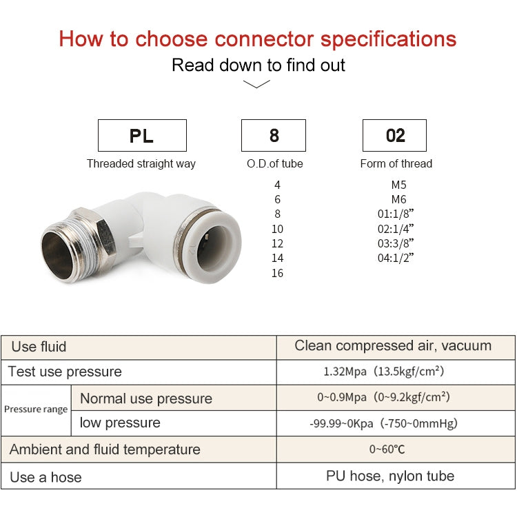 PL8-04 LAIZE PL Elbow Pneumatic Quick Fitting Connector - Interface Series by LAIZE | Online Shopping UK | buy2fix