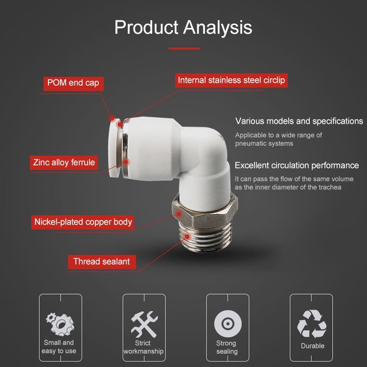 PL8-04 LAIZE PL Elbow Pneumatic Quick Fitting Connector - Interface Series by LAIZE | Online Shopping UK | buy2fix