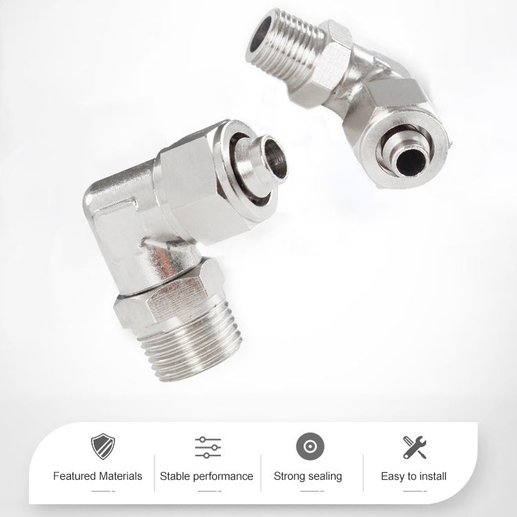 PL8-04 LAIZE Nickel Plated Copper Trachea Quick Fitting Twist Swivel Elbow Lock Female Connector - Interface Series by LAIZE | Online Shopping UK | buy2fix