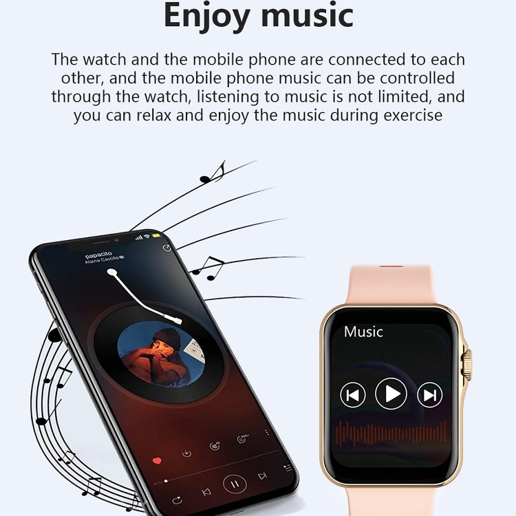 D07 1.7 inch Square Screen Smart Watch with Payment NFC Encoder(Gold) - Smart Watches by buy2fix | Online Shopping UK | buy2fix