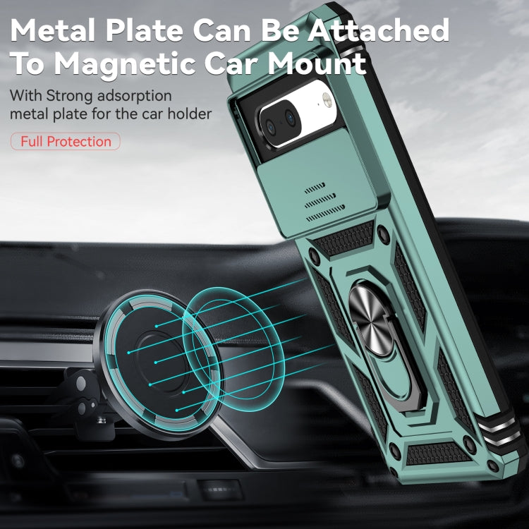 For Google Pixel 7 5G Sliding Camshield Holder Phone Case(Dark Green) by buy2fix