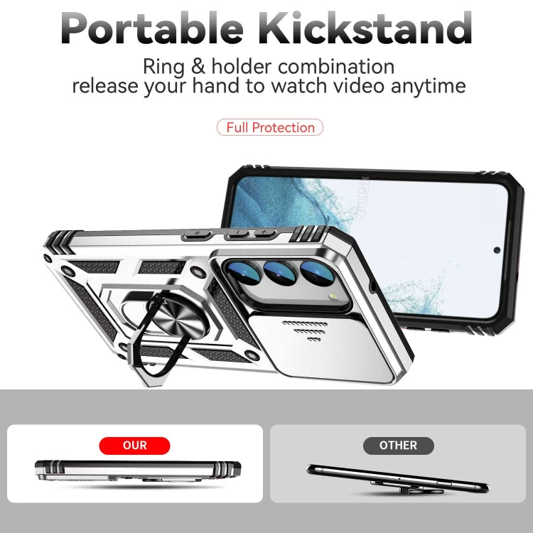 For Samsung Galaxy S23+ 5G Sliding Camshield Holder Phone Case(Silver) - Galaxy S23+ 5G Cases by buy2fix | Online Shopping UK | buy2fix