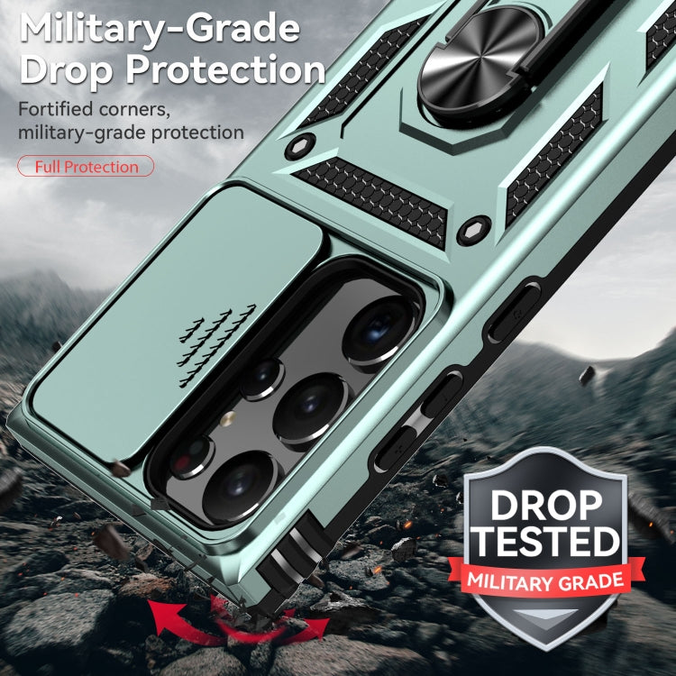 For Samsung Galaxy S23 Ultra 5G Sliding Camshield Holder Phone Case(Dark Green) - Galaxy S23 Ultra 5G Cases by buy2fix | Online Shopping UK | buy2fix